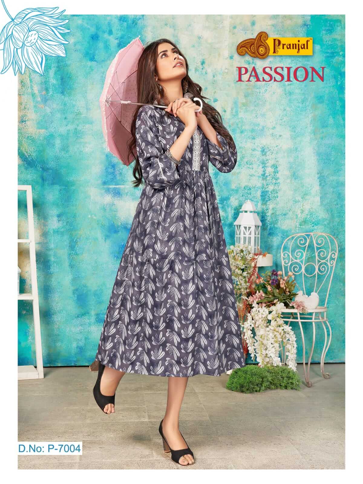 Pranjal Passion 7 Fancy Wear Designer Rayon Printed Anarkali Kurti Collection
